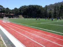 Grama Sintética - Cancha de futbol y carriles de atletismo - Colegio Lamatepec ES